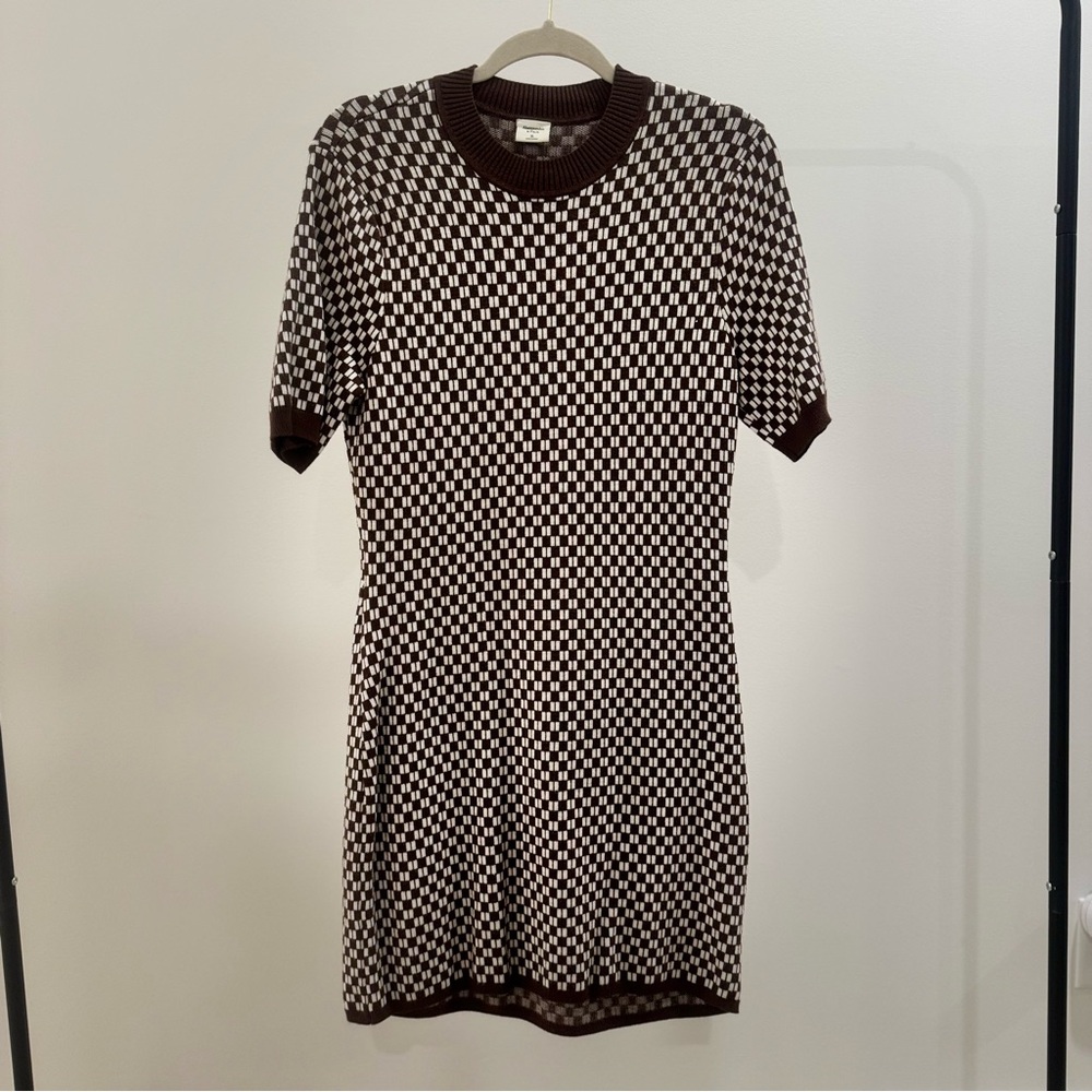 Abercrombie & Fitch Brown and White Checkered Dress